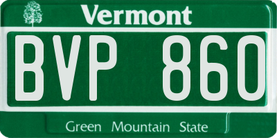 VT license plate BVP860