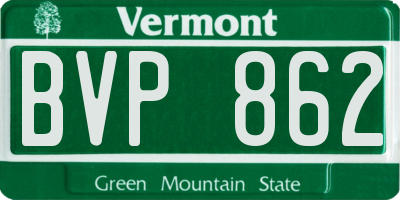 VT license plate BVP862