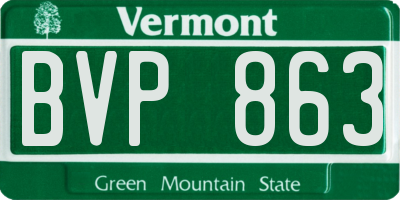 VT license plate BVP863