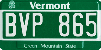 VT license plate BVP865