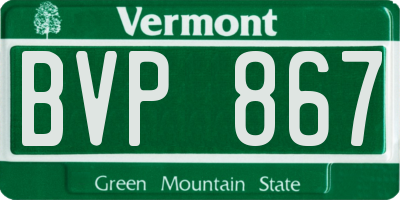 VT license plate BVP867