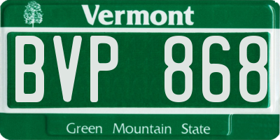 VT license plate BVP868