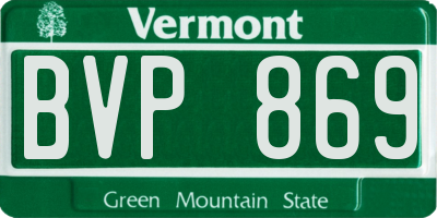 VT license plate BVP869