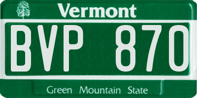 VT license plate BVP870