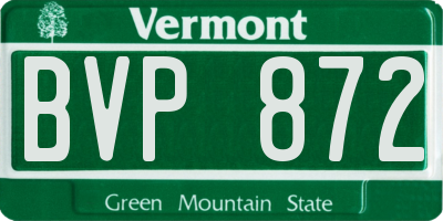 VT license plate BVP872