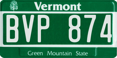 VT license plate BVP874