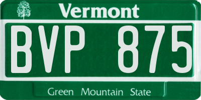 VT license plate BVP875