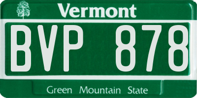 VT license plate BVP878