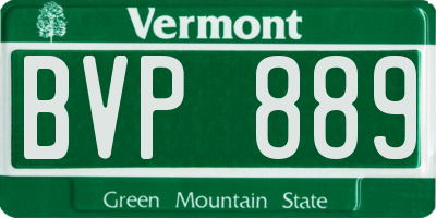 VT license plate BVP889