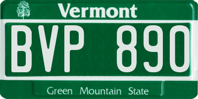 VT license plate BVP890