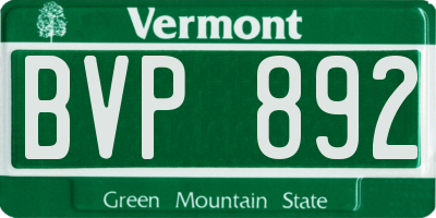 VT license plate BVP892