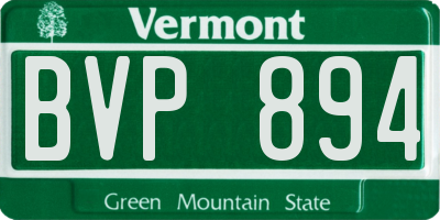 VT license plate BVP894