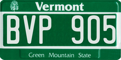 VT license plate BVP905
