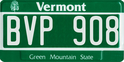 VT license plate BVP908