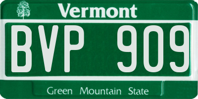 VT license plate BVP909