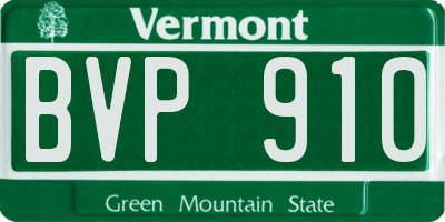 VT license plate BVP910