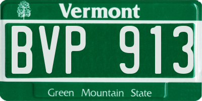 VT license plate BVP913