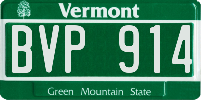 VT license plate BVP914