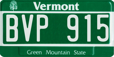 VT license plate BVP915