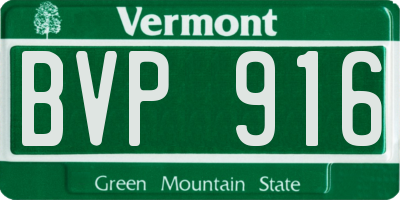 VT license plate BVP916