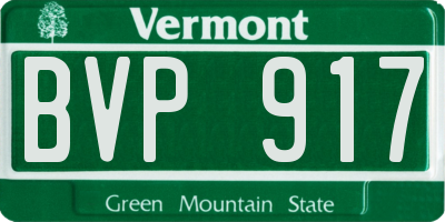 VT license plate BVP917