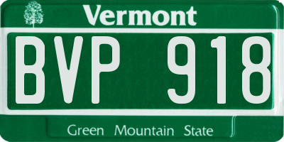 VT license plate BVP918