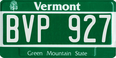 VT license plate BVP927