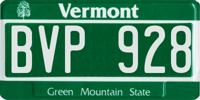 VT license plate BVP928