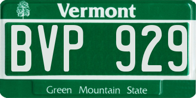 VT license plate BVP929