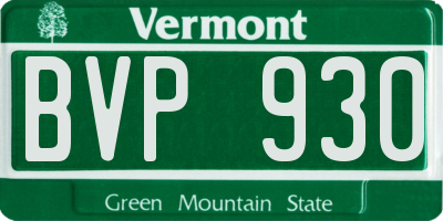 VT license plate BVP930