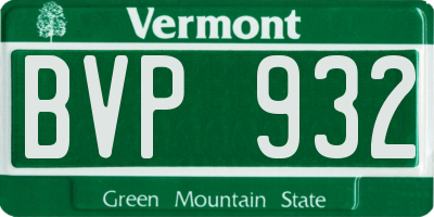 VT license plate BVP932
