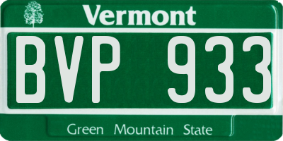 VT license plate BVP933