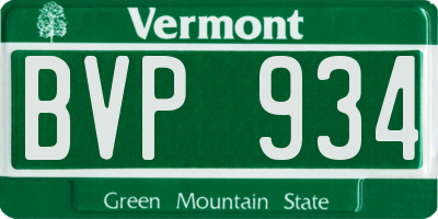 VT license plate BVP934