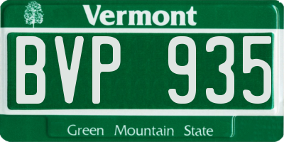 VT license plate BVP935