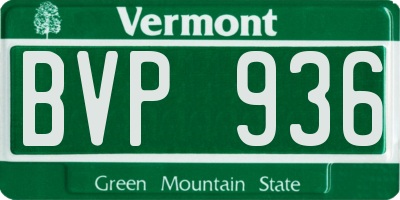 VT license plate BVP936