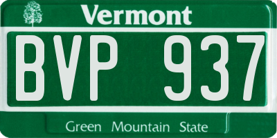 VT license plate BVP937