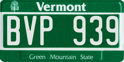 VT license plate BVP939
