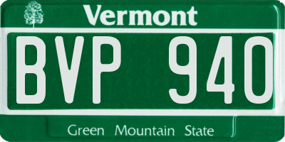 VT license plate BVP940