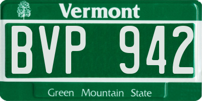 VT license plate BVP942