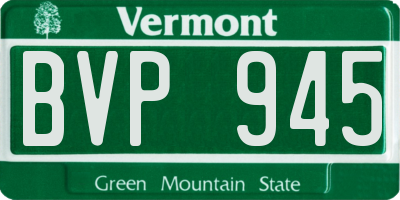 VT license plate BVP945