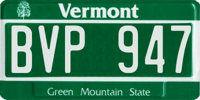 VT license plate BVP947