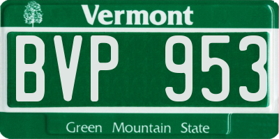 VT license plate BVP953