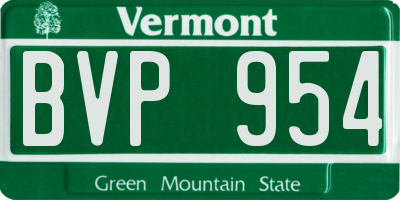 VT license plate BVP954