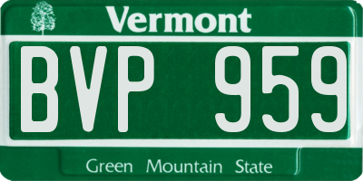 VT license plate BVP959