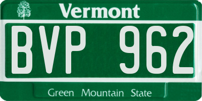 VT license plate BVP962