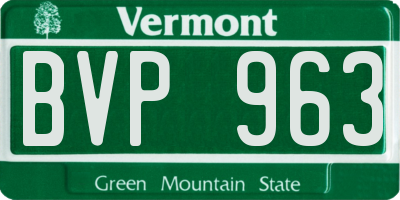 VT license plate BVP963
