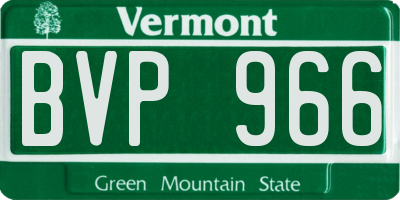 VT license plate BVP966