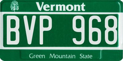 VT license plate BVP968
