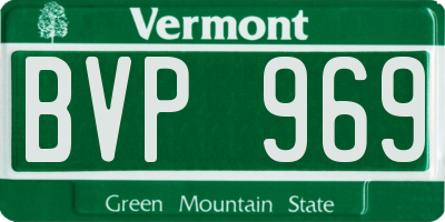 VT license plate BVP969