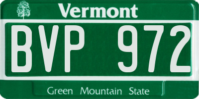 VT license plate BVP972